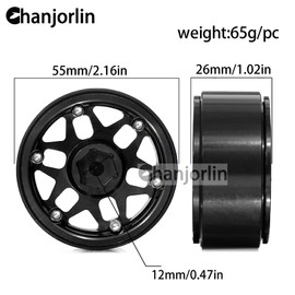 Chanjorlin 1.9 RC Beadlock Wheels Rims Aluminum Heavy Duty 1/10 RC Wheel Hubs for 1:10 Rock Crawler Car Axial SCX10 I II III 90046 TRX4 TRX6 VS4-10 CC01 D90 RC4WD Redcat Gen8 1.9" Tires (Black)