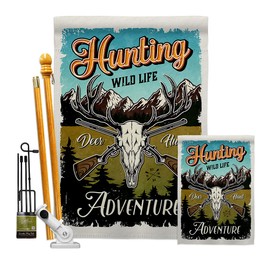 Breeze Decor Wild Life Adventure Garden House Flag Kit Wildlife Outdoor Deer Bear Wolf Pet Nature Farm Animal Creature Decoration Banner Small Yard Gift Double-Sided, Made in USA