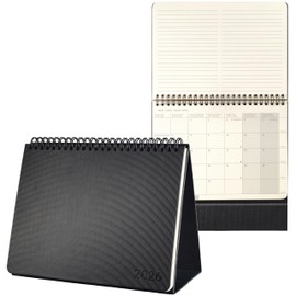 SIGEL C2681 Desk Calendar Landscape Calendar 2026, Approx. A5 Landscape, Black, Hardcover, 2 Pages = Bottom Month/Top Note Page, 144 Pages, for Standing, Made from Sustainable Paper, Conceptum