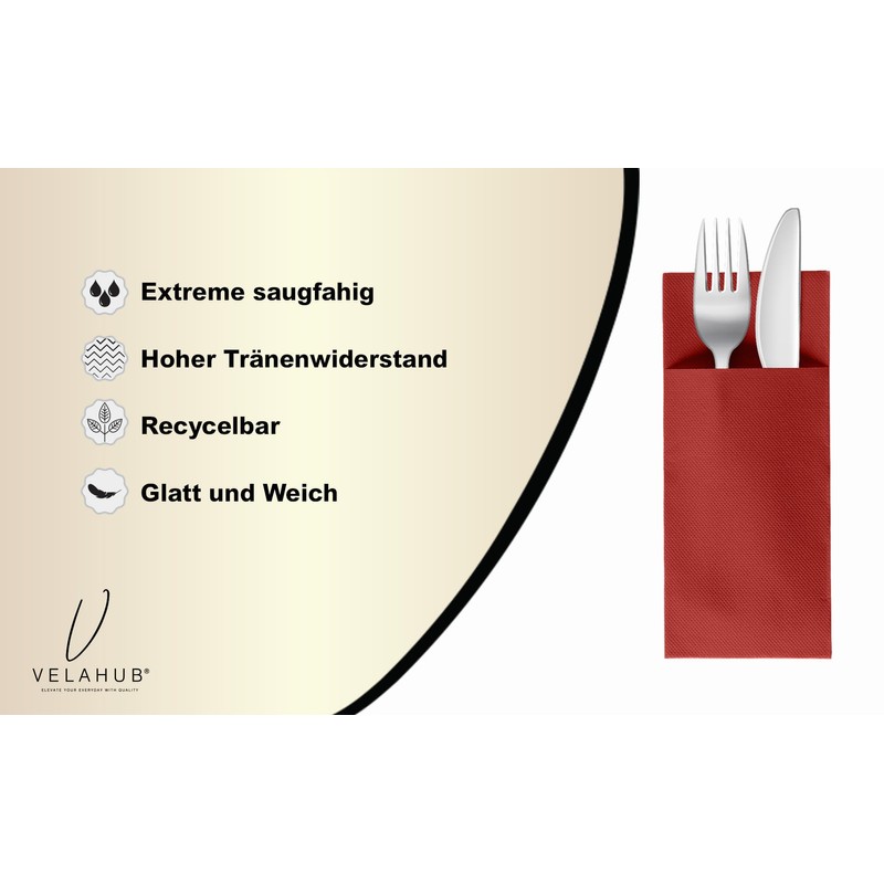 VelaHub Soft Point 50 Cutlery Napkins, High-Quality Disposable Napkins, 32