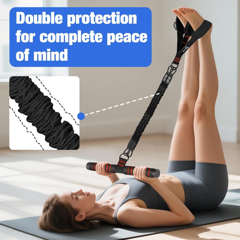 Bbtops Pedal Resistance Band with Handle for Women Men,Black