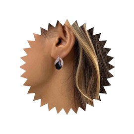 Aneneiceera Vintage Tears Onyx Crystal Stud Earrings Black Crystal Earrings CZ Black Rhinestone Earrings Black CZ Wedding Earrings Jewellery for Women and Girls (Black), Crystal