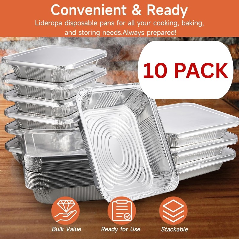 Apprise Deals 10 Large Aluminium Foil Trays Deep (32x26x7 cm)