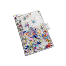 Luksnoc Clear Seal Pad, Girls, Removable, A5/A6/A7, Seal Binder, 6 Holes, 20 Refills, Cute, Sparkling, Ocean, Soft Cover, Loose Leaf Notebook, Character Notebook, Stylish (Mixed Color, A6)