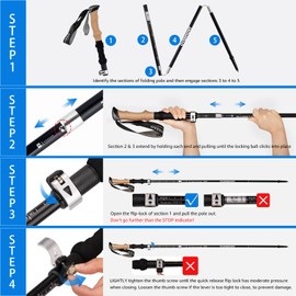 Overmont 7075 Aluminum Hiking Poles Adjustable Trekking Poles Aircraft Grade Aluminum Walking Poles Collapsible with Quick Metal Lock, All Terrain Accessories, Carry Bag - 2 Pack