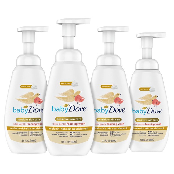 Baby Dove Baby Foaming Wash Melanin-Rich Skin Nourishment 4 Count Moisturizes Melanin-Rich Skin Ultra Gentle 13.5 fl. oz.