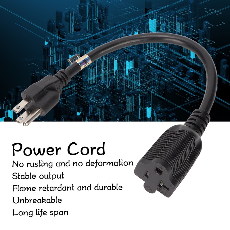 Nema 5‑15P to 5‑20R Adapter 14AWG Heavy Duty 15 Amp