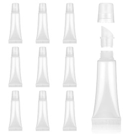 Lip Gloss Squeeze Tubes - 10Pcs 10ml Clear Soft Squeezable Balm Containers, Empty Refillable Mini Cosmetic Tubes