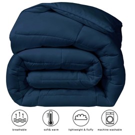 COHOME 2200 Series Oversized Queen Down Alternative Comforter - Quilted Duvet Insert with Corner Tabs All-Season - Soft Warm Luxury Hotel Comforter - Winter Warm - Reversible - Navy Blue