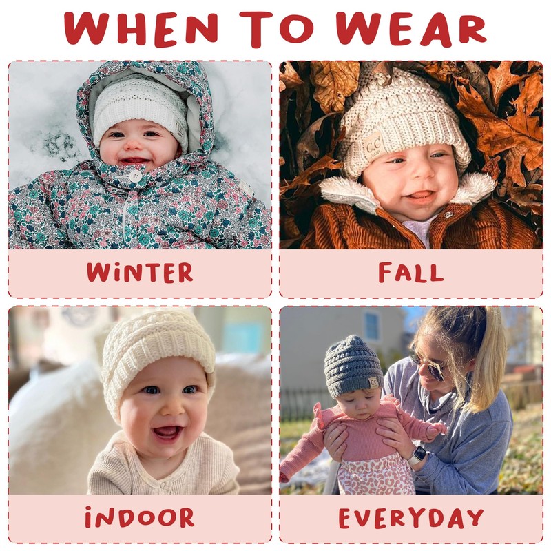 Funky Junque Baby Girls Winter Beanie Cap Baby Toboggan 6-12