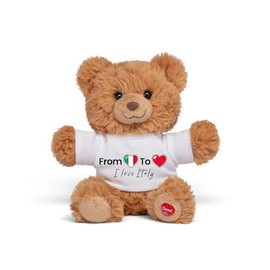 Trudi Bear Marlon T-SHIRT ITALIA | Peluche con maglietta città italiane, gift ricordo gadget viaggi | 14x16x8 cm taglia XS | Souvenir | modello 15028
