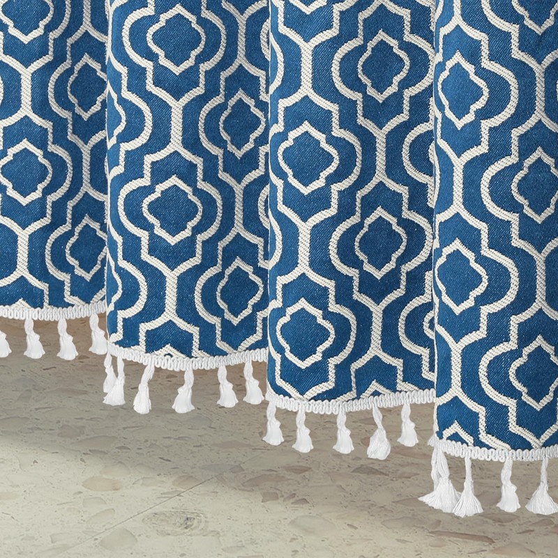 MitoVilla Blue Boho Shower Curtains for Modern Farmhouse Bathroom Decor,