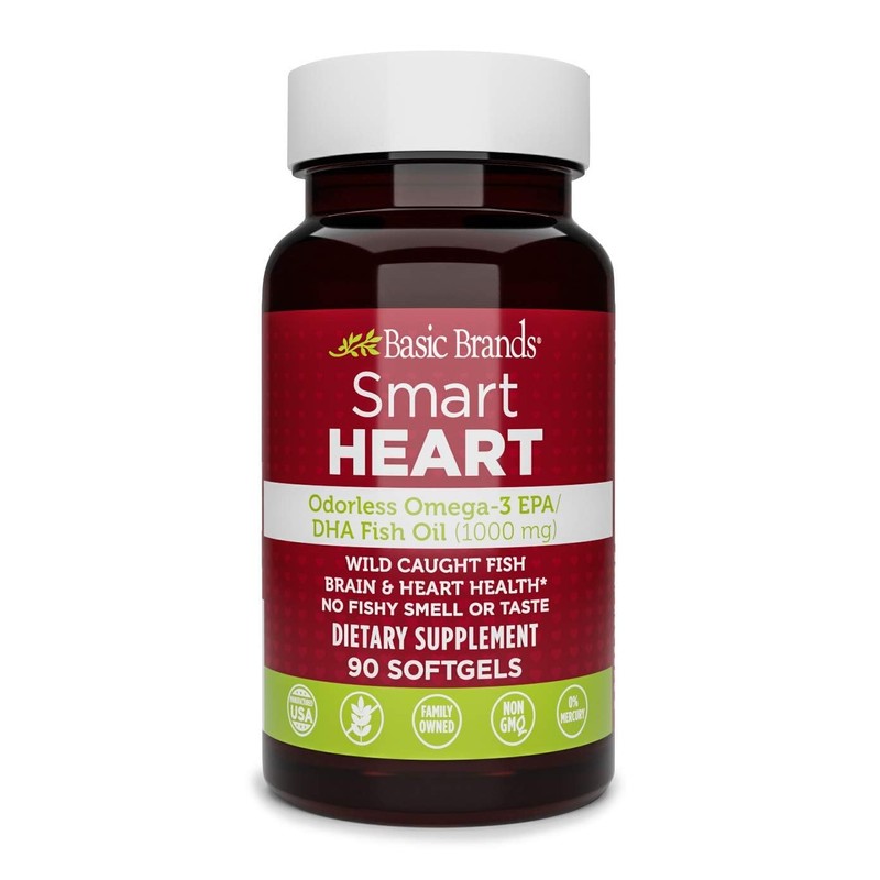 Basic Brands Aceite de pescado Omega-3 sin olor Smart Heart,