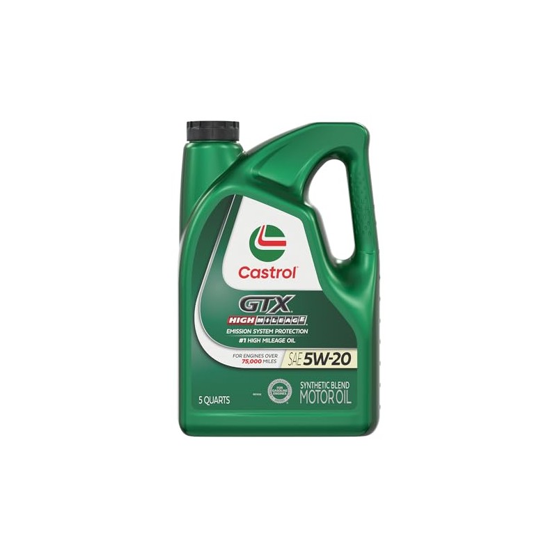 Castrol GTX High Mileage 5W-20 Synthetic Blend Motor Oil, 5
