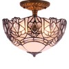 WERFACTORY Tiffany Ceiling Light Fixture Crystal Bead White Stained Glass