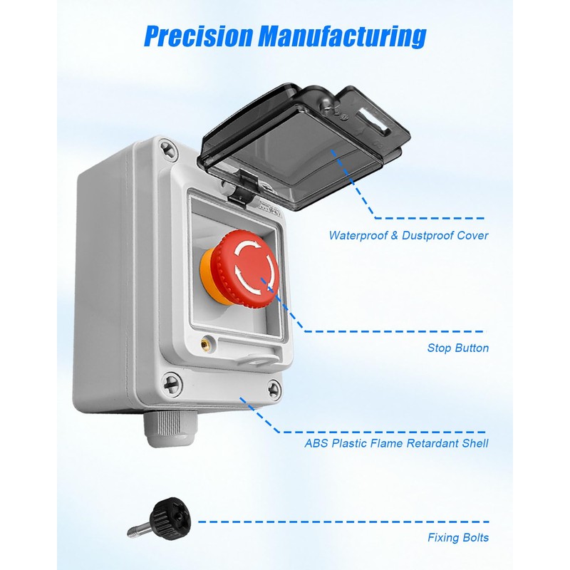 660V 10A Push Button Switch Box, Red Momentary Emergency Stop