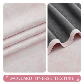 Beauoop Pink Floral Jacquard Blackout Curtains 96 Inches Long 2 Panels for Girls Bedroom Living Room Chenille Flower Room Darkening Thermal Insulated Soundproof Grommet Window Treatments Drapes, 52x96