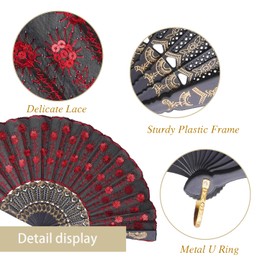 QIRMIZI 30 Pack Fabric Folding Handheld Fans, Perfect for Weddings, Parties, and Dancing,Red