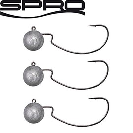 Spro Offset Jig 71 Jig Heads with Offset Hooks for Rubber Bait, Jig Hook for Rubber Fish, Lead Head for Jigs and Shads, Size: 10 g, Size 3/0