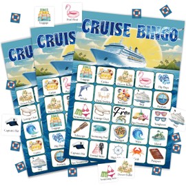 Cruise Bingo Game Cards for Adults, Cruise Vacation Bingo Cards Game for Family Holidays Friends Gatherings, Ideal for Cruise Themed Party Game, 24 Players Birthday Party supplies Favors, 002
