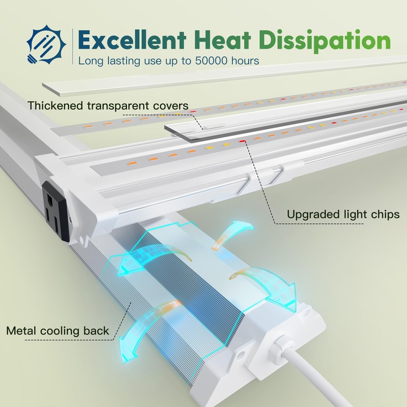 FREELICHT 1 Pack 4ft LED Grow Light with Timer, 60W