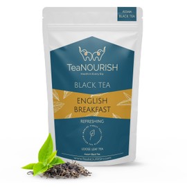 TeaNOURISH English Breakfast Black Tea | Rich, Robust & Full Bodied Loose Leaf Tea | Refreshing & Aromatic Assam Tea | Freshly Sourced Direct From Origin - 3.53oz/100g