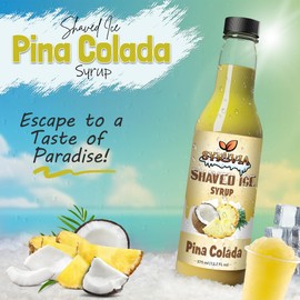 Syruvia Snow Cone Syrup 12.7oz - Pina Colada Syrup For Shaved Ice, Snow Cones, Slushies, Italian Soda, Popsicles. Kosher, Dairy-Free.