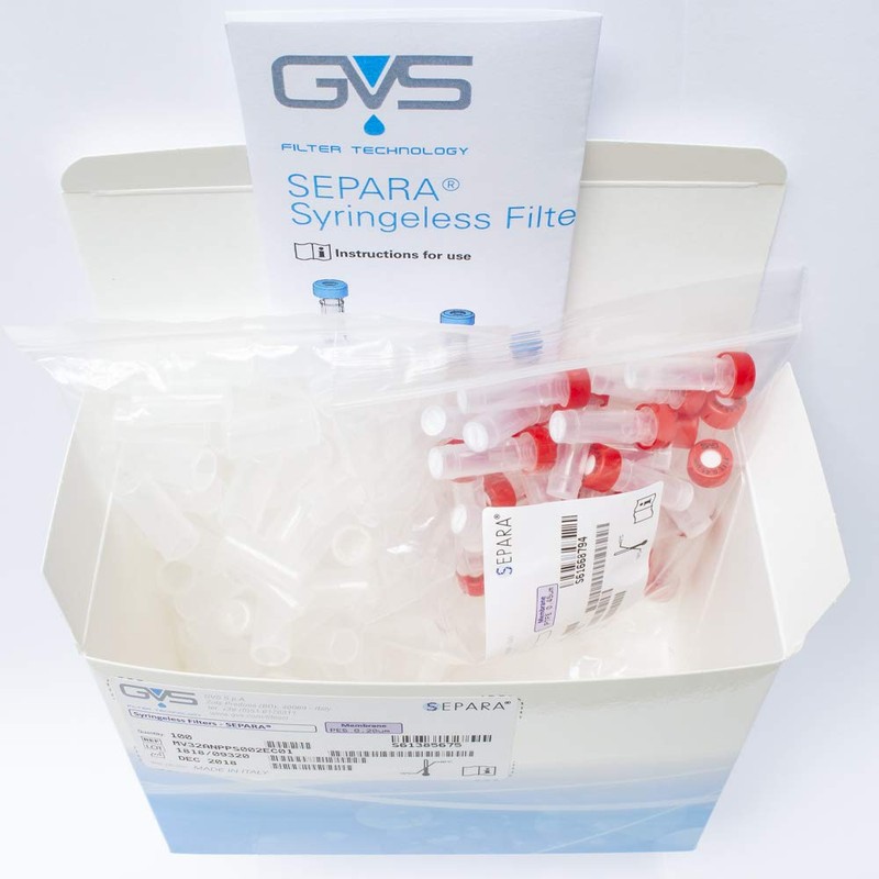 GVS Filter Technology, SEPARA Splashless Filter Vial, PTFE Membrane, 0.45