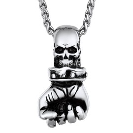 Richsteel Pendant for Men Women Gothic Skull Pendant Skeleton Head Necklace Devil Pendant with Gift Box, Stainless steel, stainless steel/18k, stainless steel