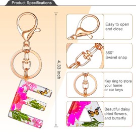 Initial Letter Butterfly Flower Pink Keychain Birthday gifts for Women Girl Backpack Wallet Car Key Cute Bling Keychain