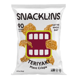 SNACKLINS Plant Based Crisps, Low Calorie Snacks, Vegan, Non-GMO, Gluten-Free, Healthy, Crunchy - Teriyaki, 0.9oz (Pack of 6)