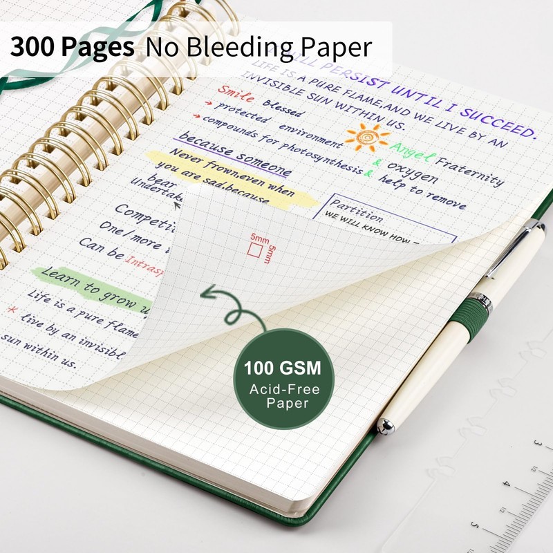 EMSHOI Spiral Graph Paper Notebook - 300 Pages, 100 GSM