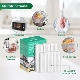 FRESKO Vacuum Sealer Bags Food Rolls 6 Packs - 8" x 20' & 11" x 20'
