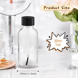 12 Pcs Clear Glass Nail Polish Bottle Empty Refillable Nail Polish Oil Bottles Travel Containers Vials with Brush Cap for DIY Nail Art Sample Oils - 30ml/1oz