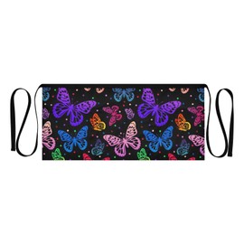 Waist Apron Waitress Waiter Server Aprons Short with Pockets Rainbow Butterfly Black for Men Women Waterproof Design