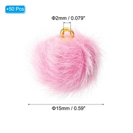 PATIKIL 50pcs Pom Poms Charm, Pompoms Charm Craft Pom Poms Pendants Balls Small Fluffy Tassel Bulk for Crafts Jewelry Making, Pink