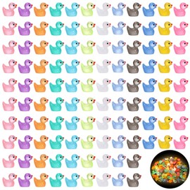 Halinuia Pack of 120 12 Colours Mini Duck Luminous Small Duck for Hiding Miniature Ducks Made of Resin Mini Duck Figure Phosphorescent for Aquarium Dollhouse Crafts