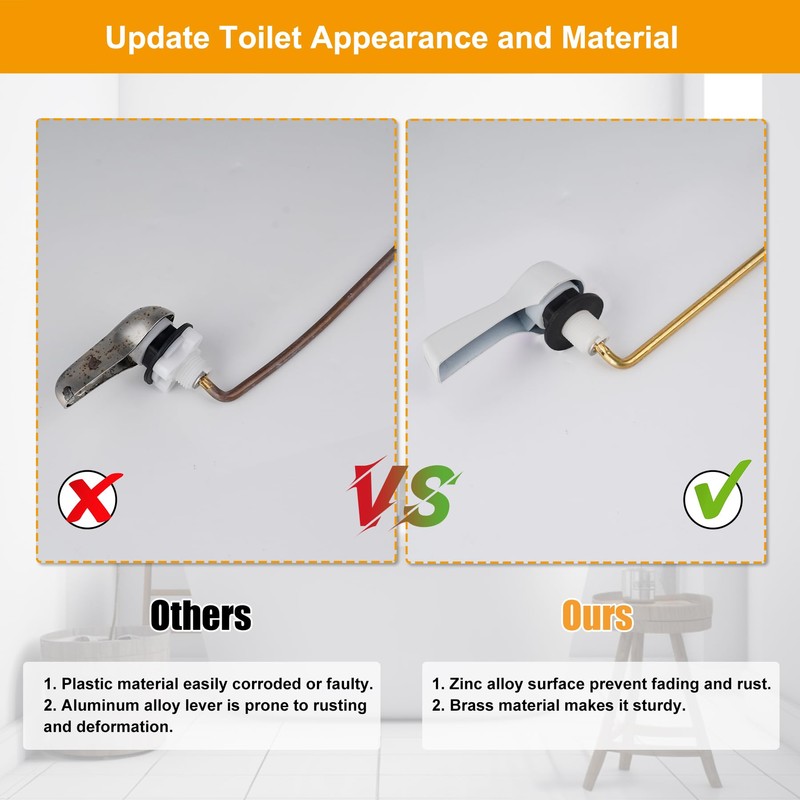 Hibbent Universal Metal Front Mount Toilet Handle Replacement Kit, Brass