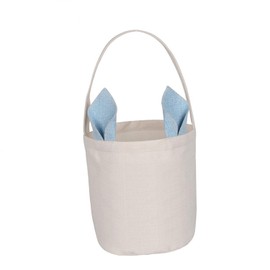 Easter Baskets, Rabbit Canvas Bucket with Handle Canvas for Easter Egg Hunt Carrying Candy Easter Gifts (Blue)