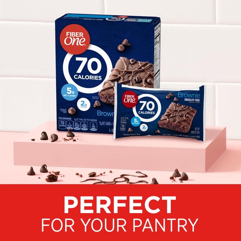 Fiber One 70 Calorie Brownies, Chocolate Fudge Snack Bars, 6