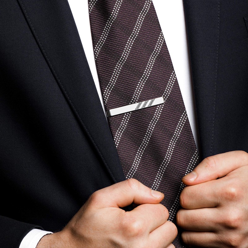 STERLL Men's Tie Clip Real Silver 925 Three Stripes Gift
