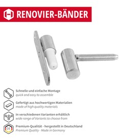 Gedotec Hinges – Renovation Hinges Door Hinges Galvanised Metal | Pack of 2 Door Hinges for Screwing On - Drilling | Made in Germany | Door Hinges for Wooden Doors and Wooden Door Poles | Drilling Tapes