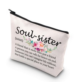 PLITI Sister Gifts from Sister Soul Sister Definition Makeup Bag Best Sister Gift Soul Sister Best Friend BFF Gift for Women (Soul-sister noun U)