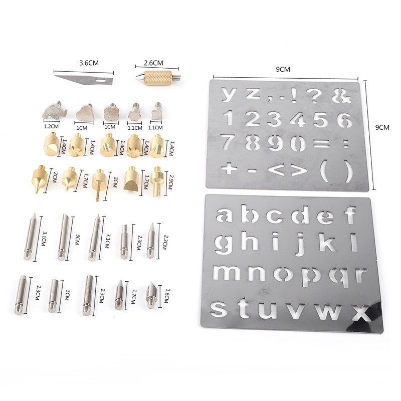 1 Set Pyrography Wood Working and Soldering Tips Alphabet Numbers