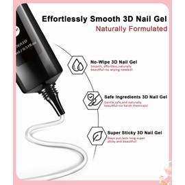 3D Nail Gel and Chrome Nail Powder BISHENGYF - 15g No Wipe 3D Sculpting Gel with Rose Gold Pink White Chrome Powder Non-Sticky Nail for Home Art DIY