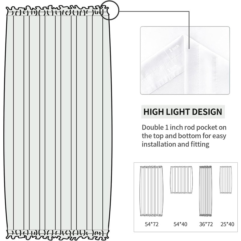 DWCN French Door Curtains – Rod Pocket Thermal Curtain for