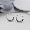 Balinese Interlace Tribal Ornate .925 Silver Hoop Earrings