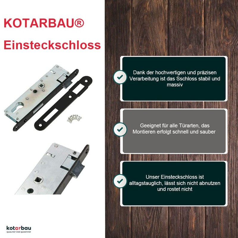 KOTARBAU Mortise Lock 72/34 PZ Counter Plate Galvanised Left/Right Tubular