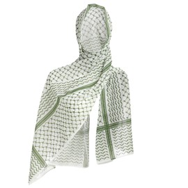 Muslim Turban Hijab Cap Keffiyeh Printed Chiffon Hejab Islamic Head Scarves Shawl Wrap for Women Ready to Wear Instant Hijab with Under Scarf in Soft Viscose Jersey Green Keffiyeh Printed One Size