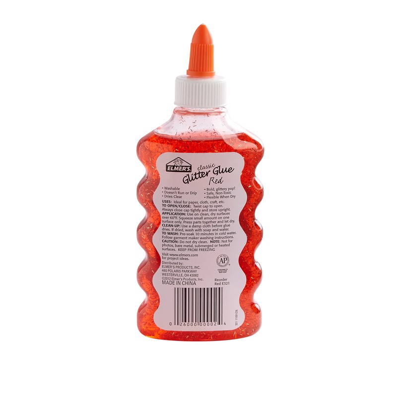 Elmer's 2022912 Liquid Glitter Glue, Washable, Red, 6 Ounces, 1